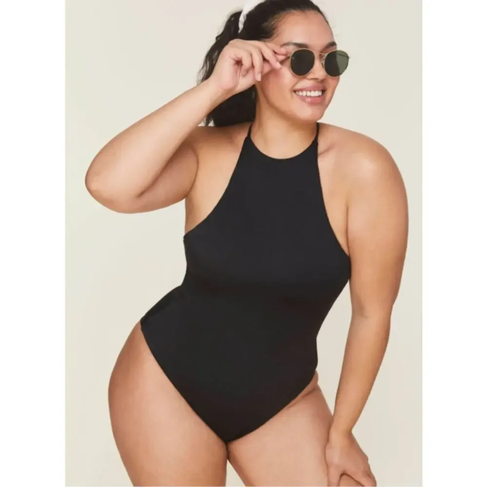 Andie Swim The Asbury Eco Nylon One Piece Swimsuit in Black S NWT